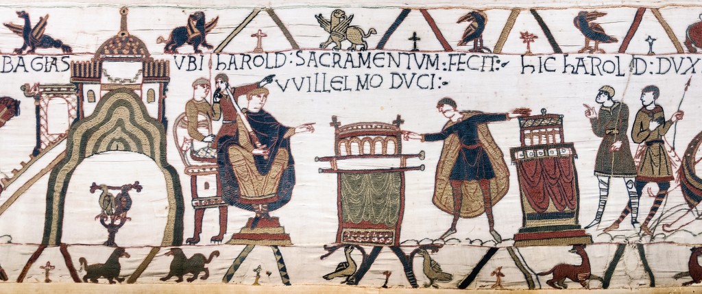 Tapisserie de Bayeux - Scène 23 : Harold prête serment à Guillaume